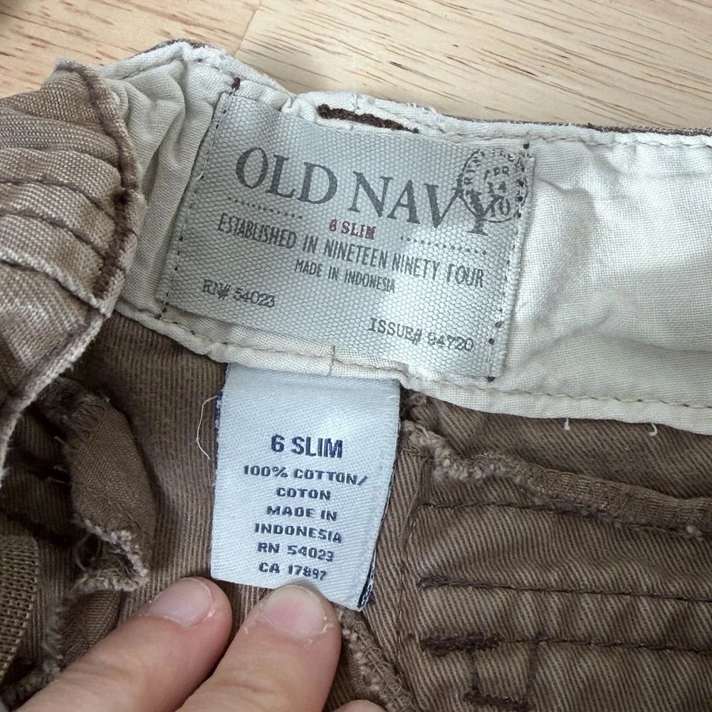 Old Navy Boys Cargo Shorts Size 6 Slim‎ Brown Pockets Casual Cotton